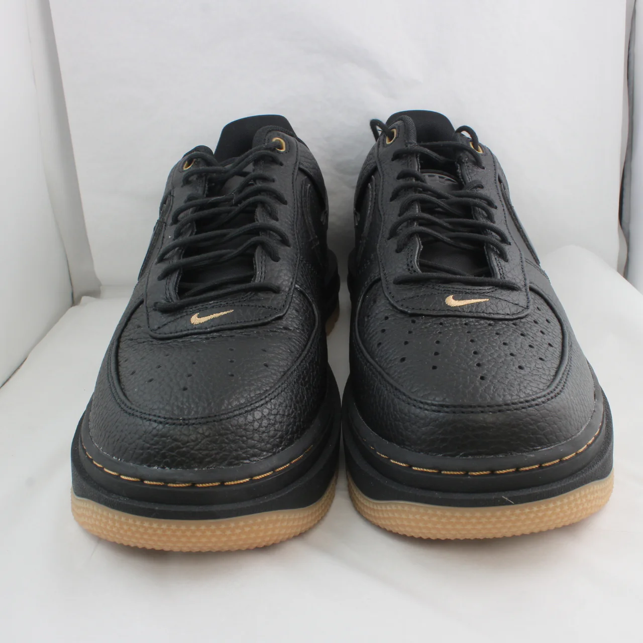 Nike Air Force 1 Luxe Black Black Bucktan Gum Yellow Trainers - Image 2