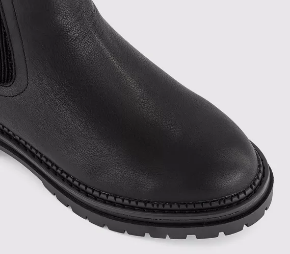 Womens OFFICE Arielle Ribbed Chelsea Boots Black Leather - Image 4