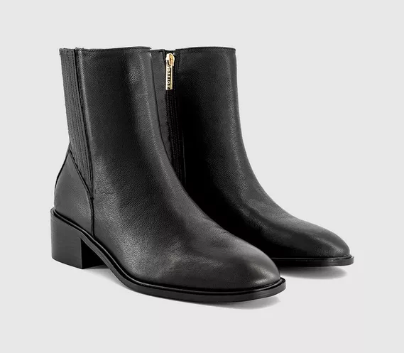 Womens OFFICE Arrow Covered Gusset Ankle Boots Black Leather - Image 2