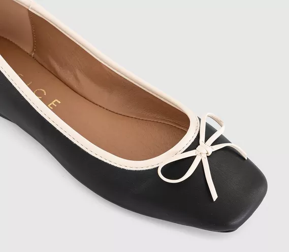 Womens OFFICE Five Star Square Toe Ballet Pumps Black Mix - Image 4