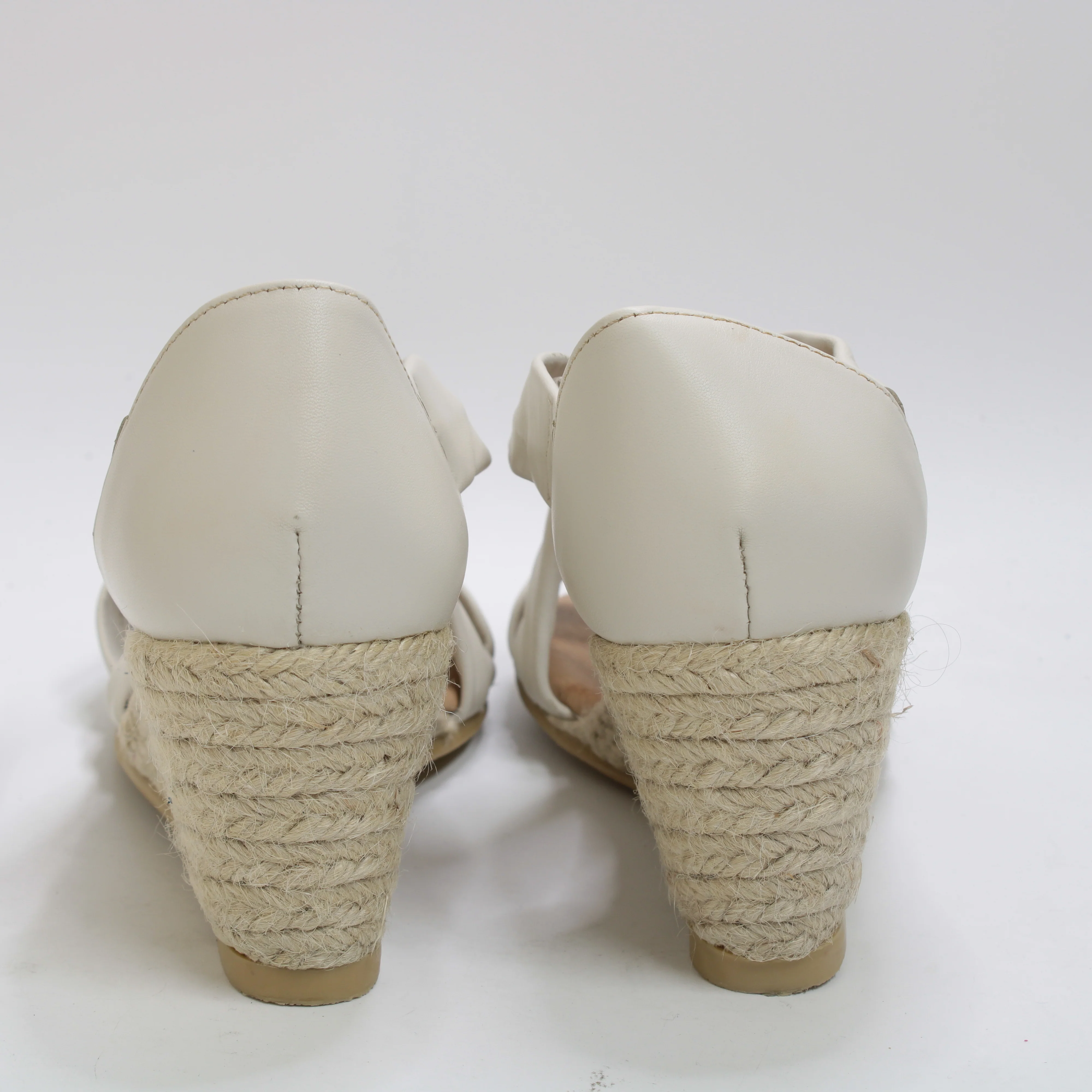 Womens OFFICE Maiden Cross Strap Espadrille Wedge White Leather - Image 3
